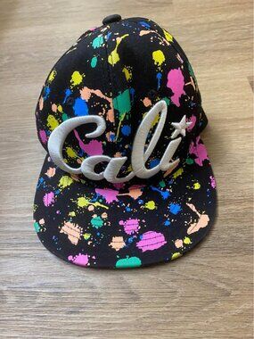 Neon Cali Multicolored Embroidered Snapback Cap | Paint Splatter 100% Cotton